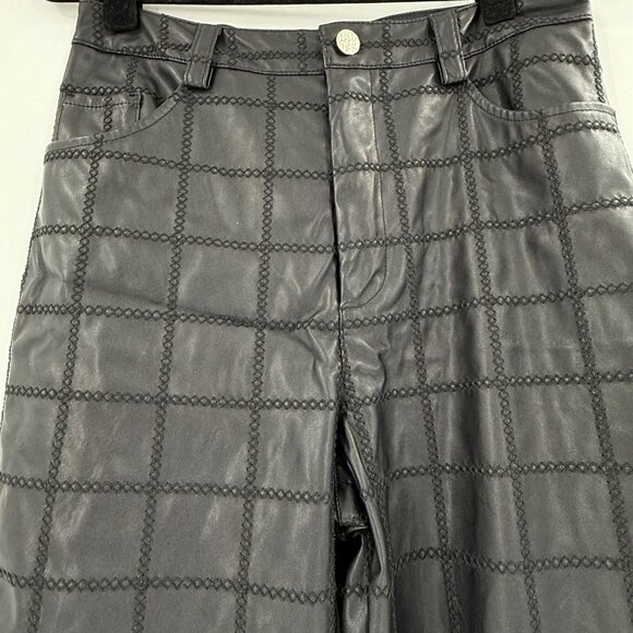 Baum Und Pferdgarten Black Faux Leather Checkered Pants Size 38 (US 8) Recycled - Picture 9 of 15